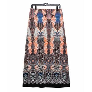 ECI New York Graphic Paisley Midi Skirt Stretch Waist Size M